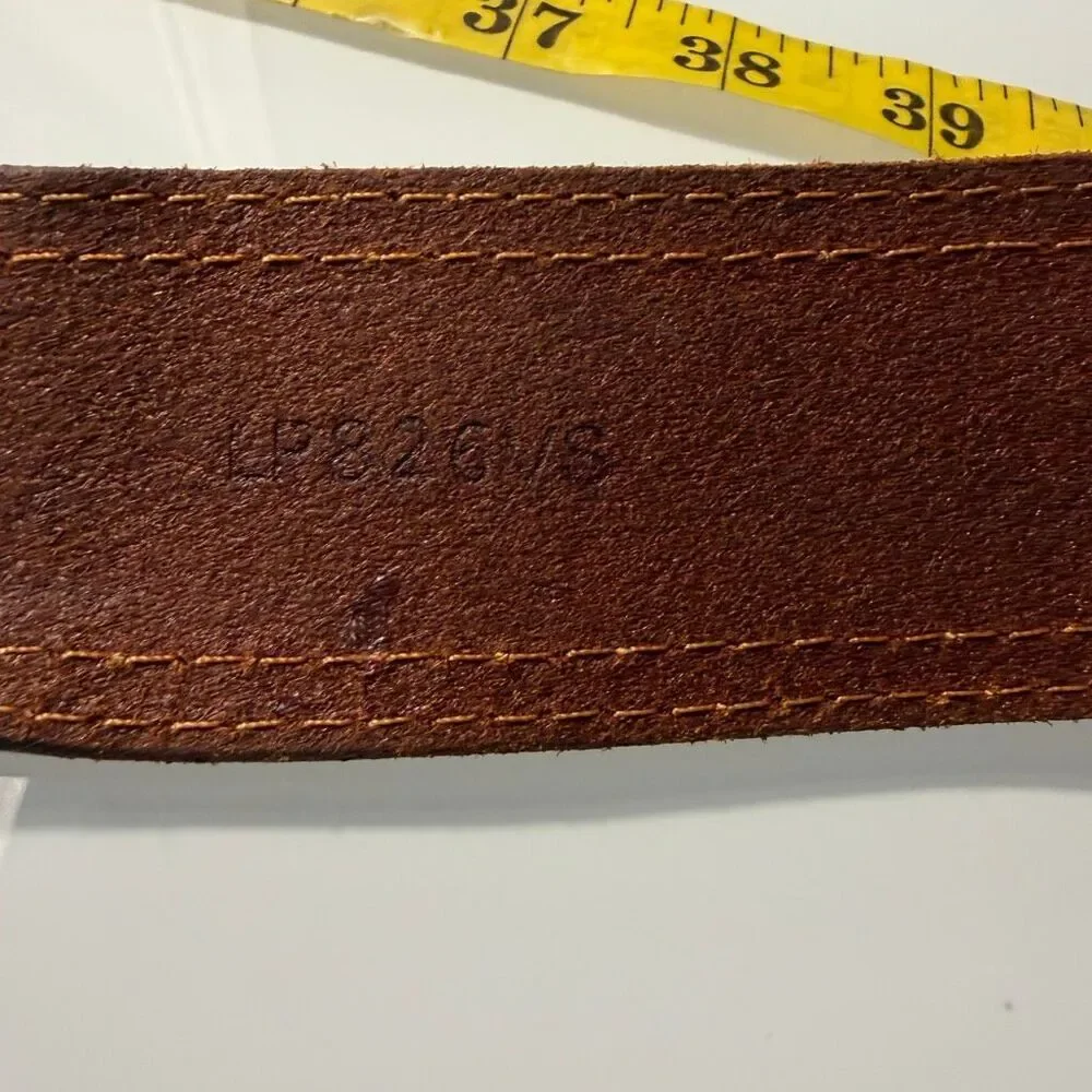 Linea Pelle LP8619 Cognac Leather Wide Western Horseshoe Buckle Belt
